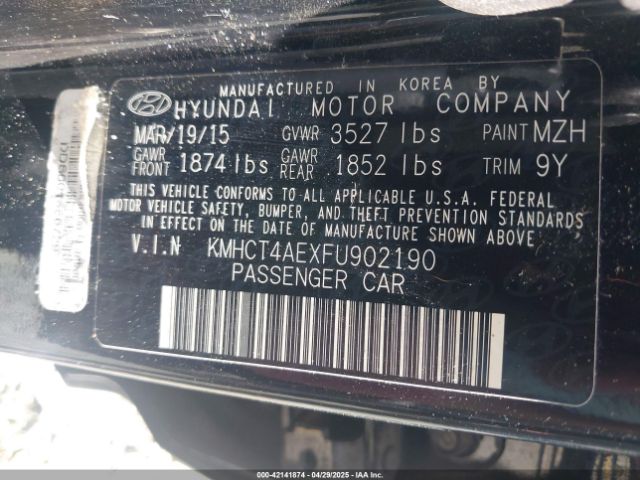 KMHCT4AEXFU902190 Hyundai ACCENT GLS
