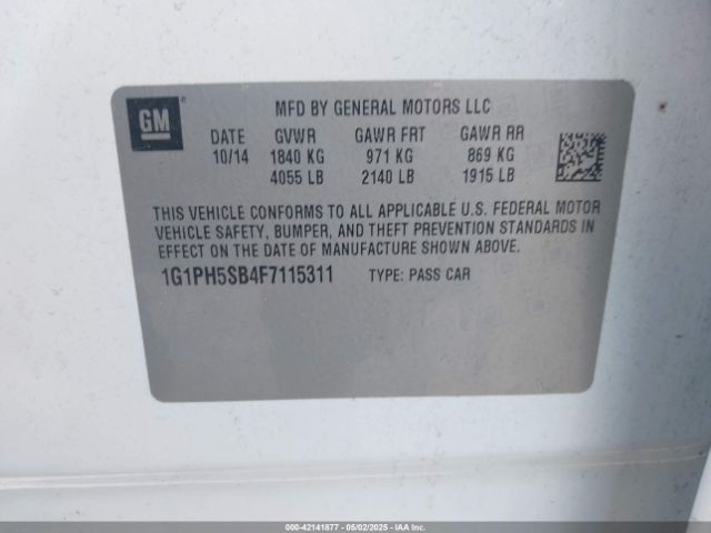 1G1PH5SB4F7115311 Chevrolet Cruze Eco Auto