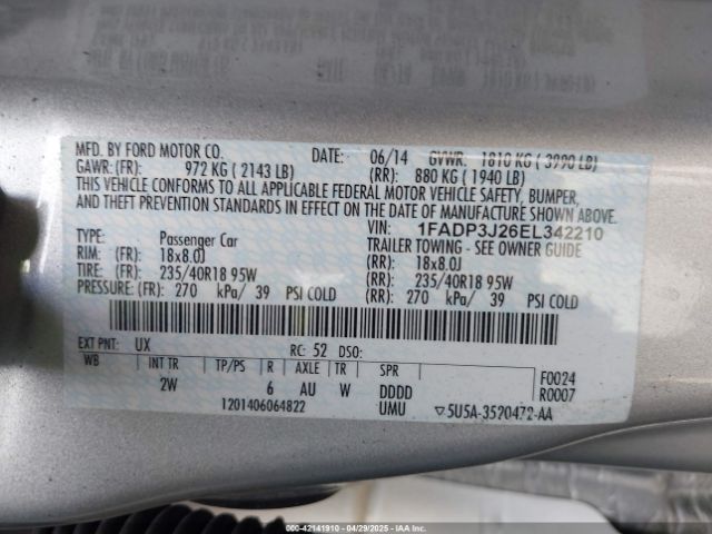 1FADP3J26EL342210 Ford Focus Titanium