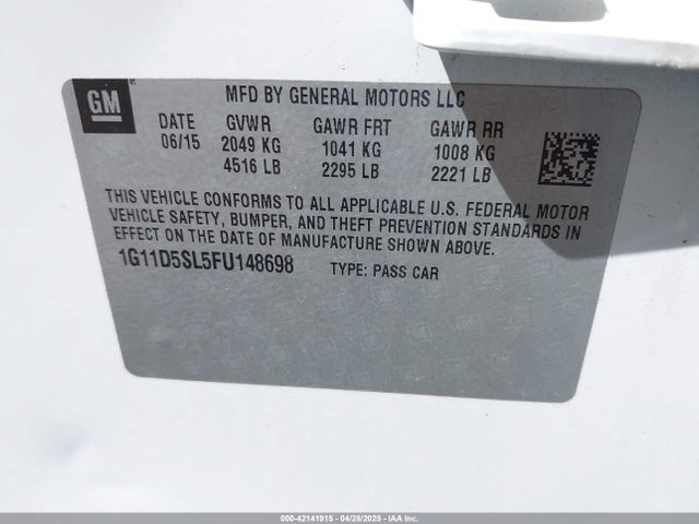 1G11D5SL5FU148698 Chevrolet MALIBU 2LT