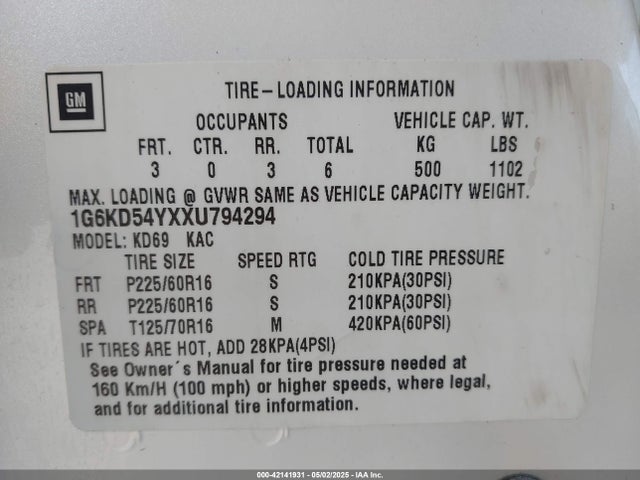 1999 CADILLAC DEVILLE 1G6KD54YXXU794294 Photo 8