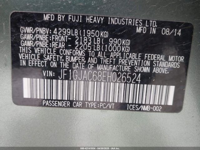JF1GJAC68EH026524 Subaru Impreza 2.0i Premium