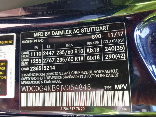 WDC0G4KB9JV054848 Mercedes-Benz Glc 300 4matic