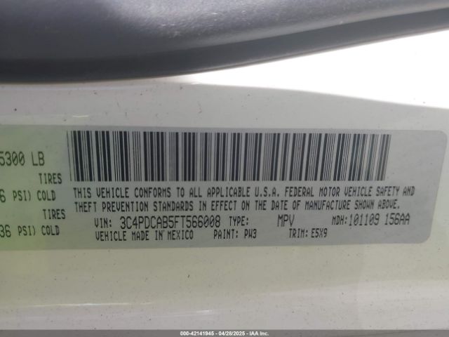 3C4PDCAB5FT566008 Dodge JOURNEY SE