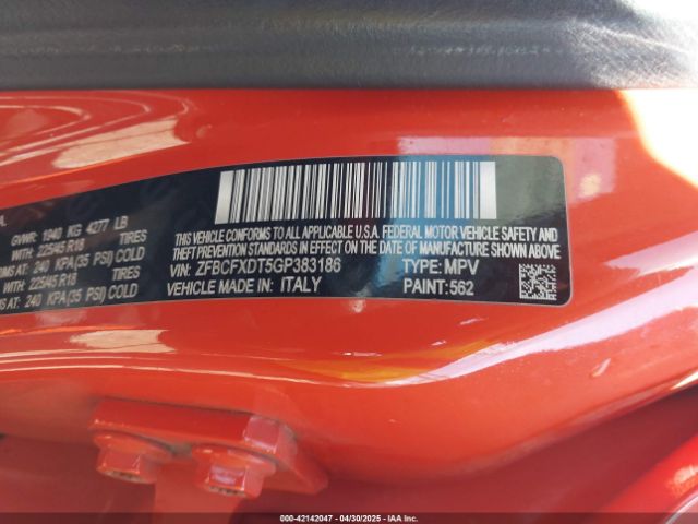 ZFBCFXDT5GP383186 Fiat 500x Lounge