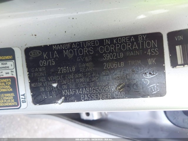 KNAFX4A81G5528190 KIA FORTE EX