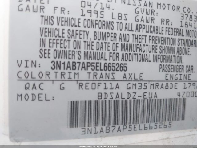 3N1AB7AP5EL665265 Nissan SENTRA SV
