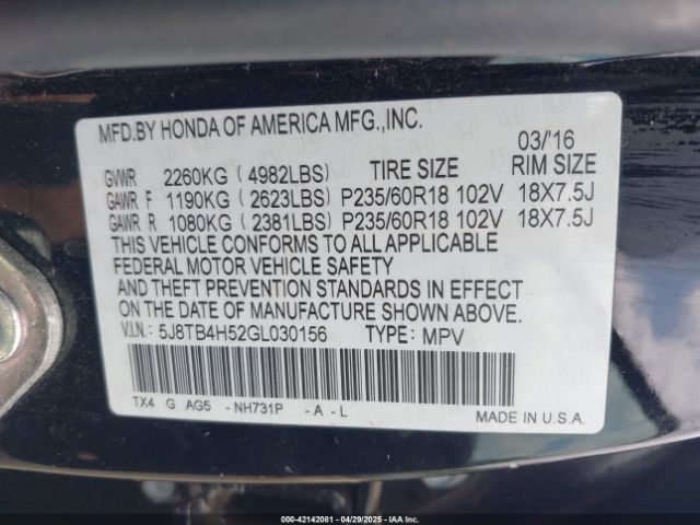 2016 ACURA RDX 5J8TB4H52GL030156 Photo 8