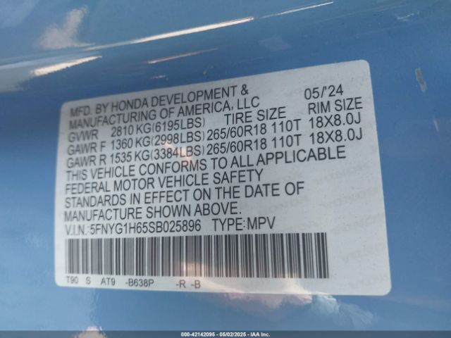 5FNYG1H65SB025896 Honda Pilot Trailsport