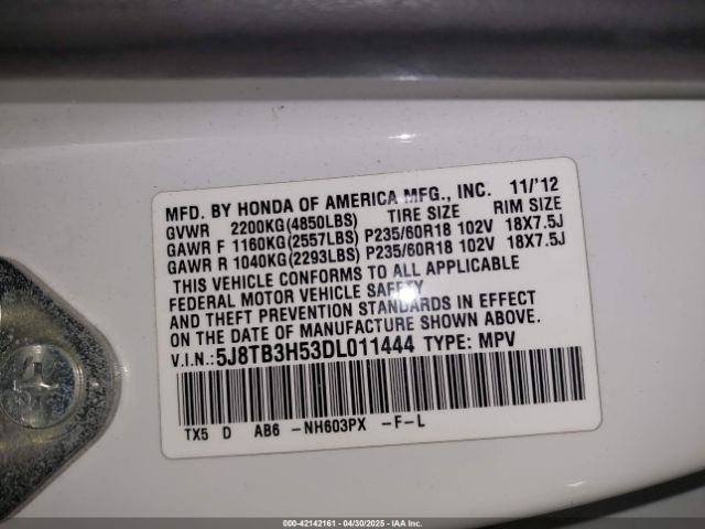 2013 ACURA RDX 5J8TB3H53DL011444 Photo 8