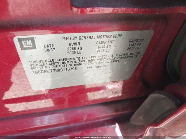2008 CADILLAC CTS 1G6DM577880116793 Photo 8