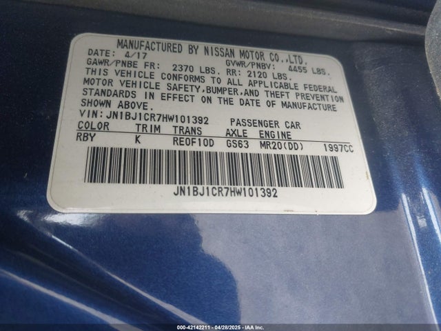 JN1BJ1CR7HW101392 Nissan Rogue Sport S