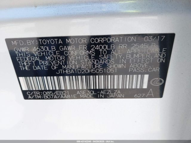 JTHBA1D20H5051051 Lexus IS 200T