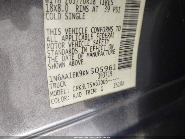1N6AA1EK9KN505961 Nissan TITAN SV