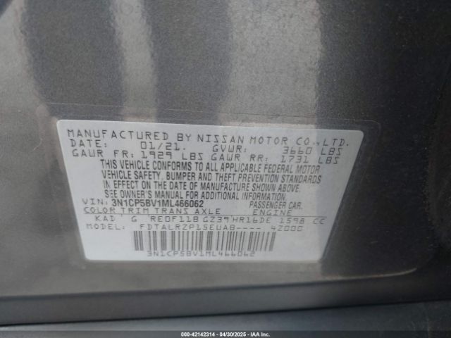 3N1CP5BV1ML466062 Nissan Kicks