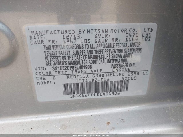 Nissan Versa Note Sv 2014 3N1CE2CP6EL401908 Image 9