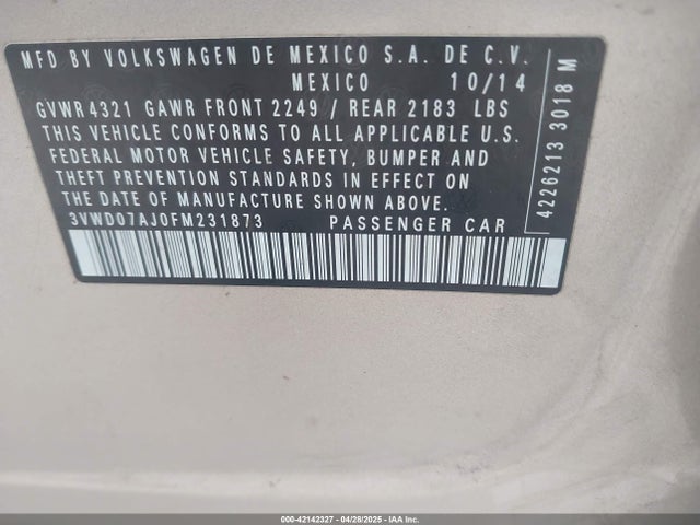 3VWD07AJ0FM231873 Volkswagen Jetta 1.8t Se