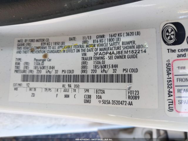 3FADP4AJ8EM182214 Ford FIESTA S