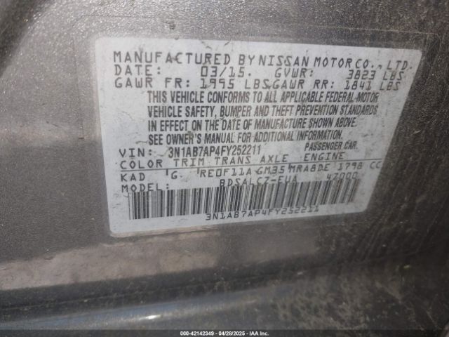 3N1AB7AP4FY252211 Nissan SENTRA S
