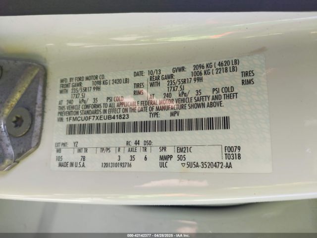 1FMCU0F7XEUB41823 Ford ESCAPE S