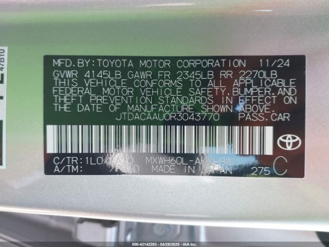 JTDACAAU0R3043770 Toyota Prius Limited