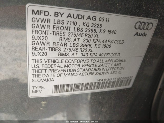 2011 AUDI Q7 WA1VMAFE1BD008830 Photo 8