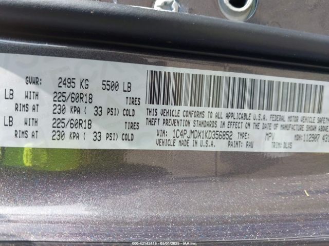 1C4PJMDX1KD356852 Jeep Cherokee Limited 4x4