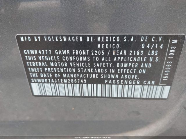 3VWD07AJ1EM286749 Volkswagen Jetta 1.8t Se