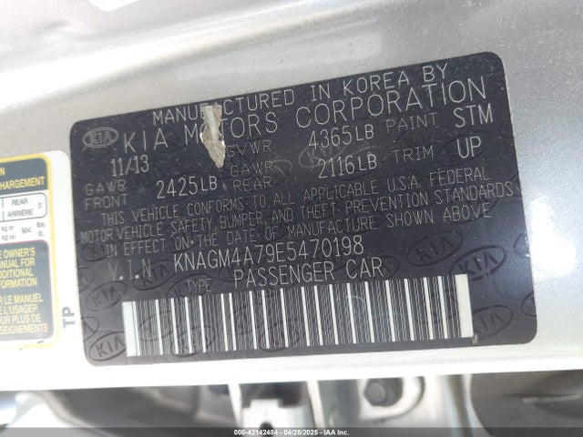 KIA Optima Lx 2014 KNAGM4A79E5470198 Image 9