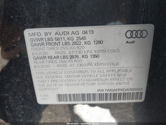 2013 AUDI Q5 WA1WGAFPXDA088694 Photo 8