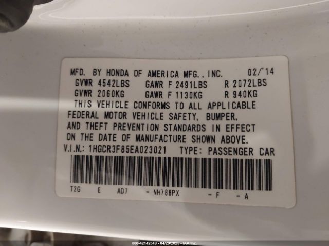 1HGCR3F85EA023021 Honda Accord Ex-l V-6