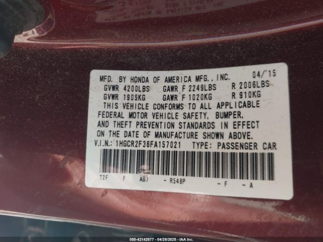 1HGCR2F36FA157021 Honda ACCORD LX