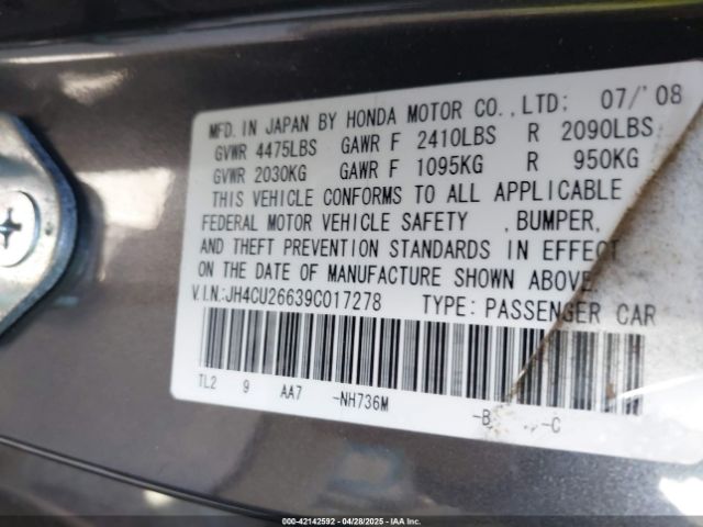 2009 ACURA TSX JH4CU26639C017278 Photo 8