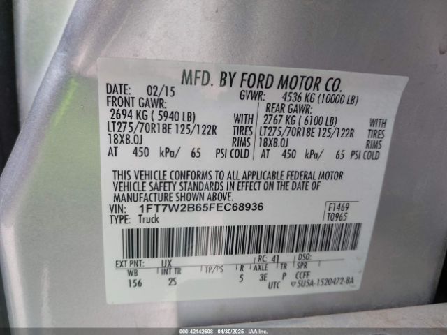 1FT7W2B65FEC68936 Ford F-250 Xlt
