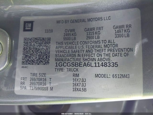 1GCGSBEA6L1148335 Chevrolet Colorado 2wd  Short Box Wt