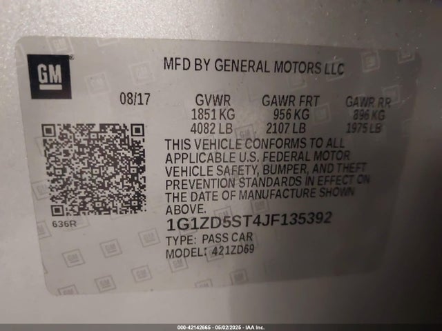 1G1ZD5ST4JF135392 Chevrolet MALIBU LT