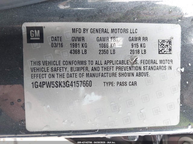 1G4PW5SK3G4157660 Buick Verano Sport Touring Group