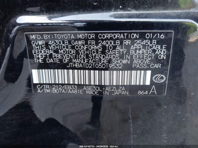 JTHBA1D21G5019532 Lexus IS 200T
