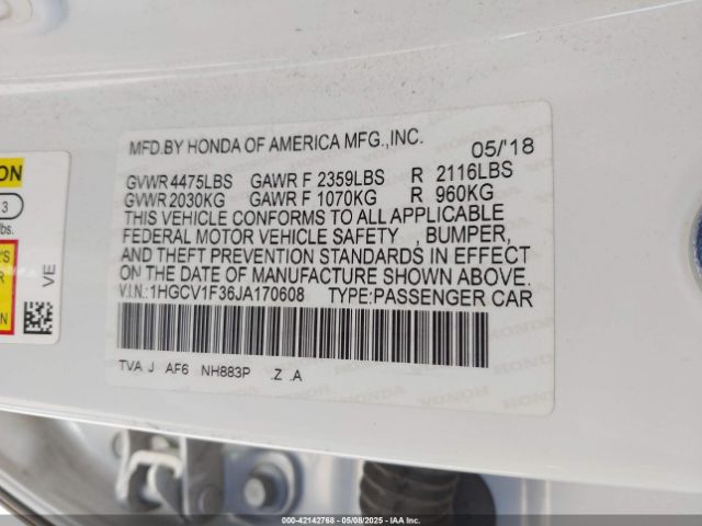 1HGCV1F36JA170608 Honda Accord Sport