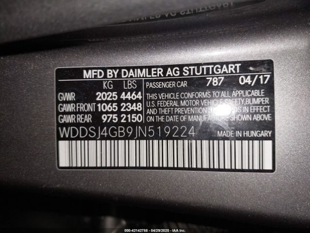 WDDSJ4GB9JN519224 Mercedes-Benz CLA 250 4MATIC