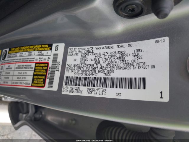 5TFGY5F14EX149417 Toyota Tundra 1794 5.7l V8
