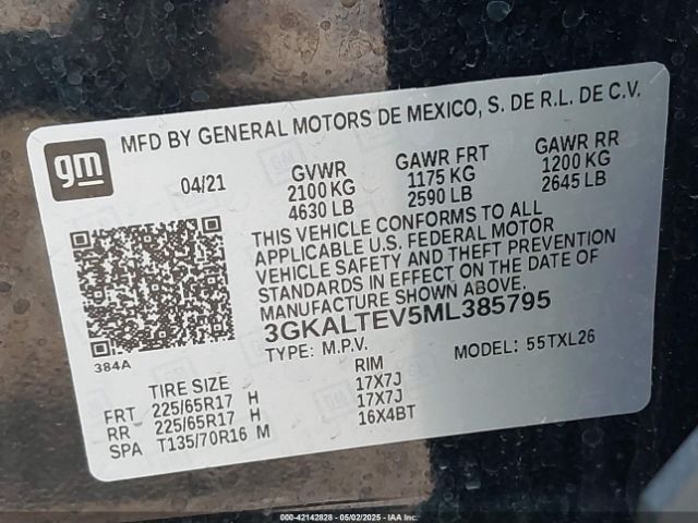 3GKALTEV5ML385795 GMC Terrain Awd Sle