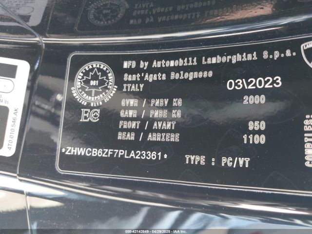 2023 LAMBORGHINI HURACAN ZHWCB6ZF7PLA23361 Photo 8