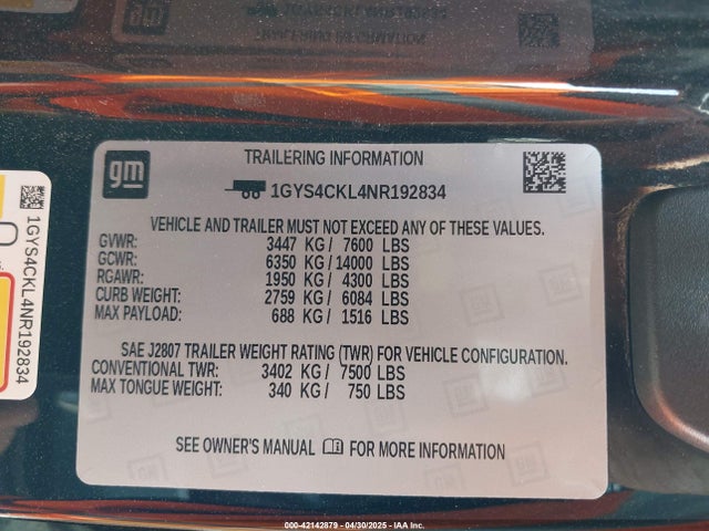 2022 CADILLAC ESCALADE 1GYS4CKL4NR192834 Photo 8