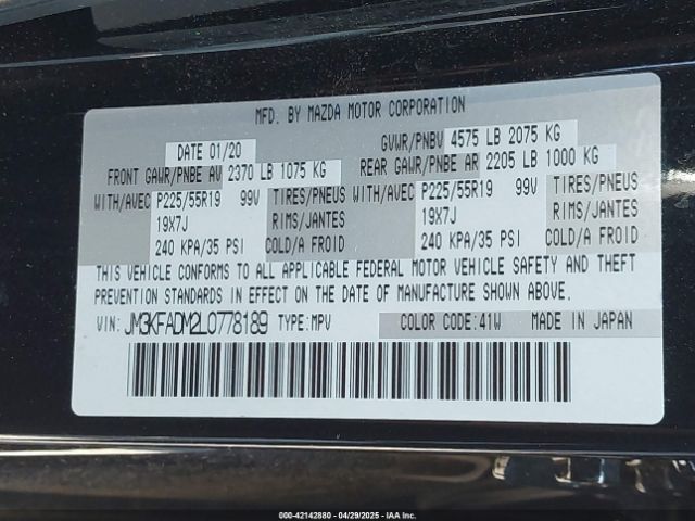 JM3KFADM2L0778189 Mazda Cx-5 Grand Touring