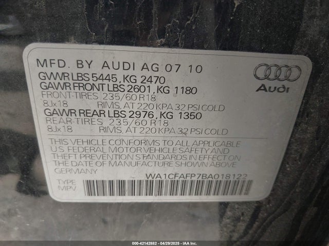 2011 AUDI Q5 WA1CFAFP7BA018122 Photo 8