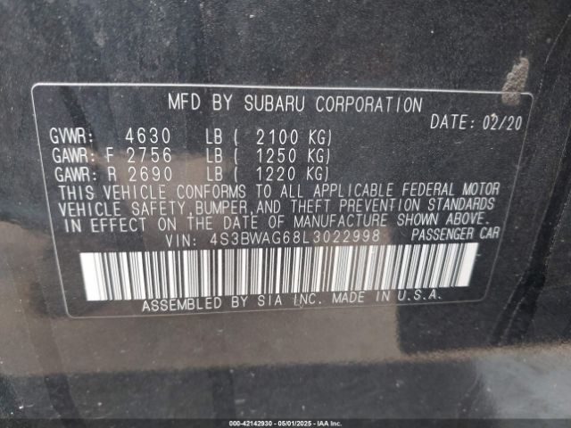 4S3BWAG68L3022998 Subaru Legacy Sport