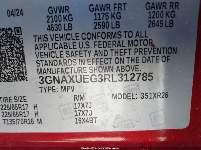 3GNAXUEG3RL312785 Chevrolet Equinox Awd Lt