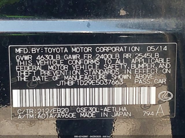 JTHBF1D29E5037663 Lexus 4gr-fse
