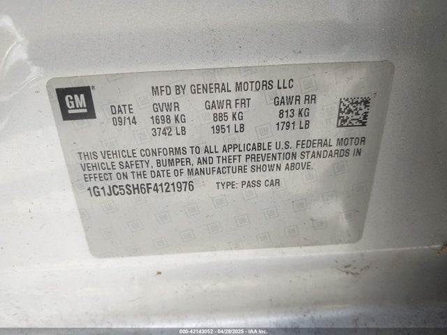 1G1JC5SH6F4121976 Chevrolet Sonic Lt Auto
